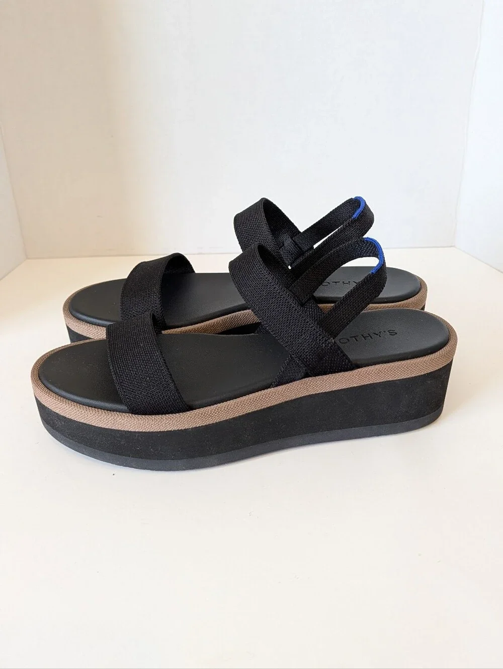 Rothy's The Lightweight Wedge Black Platform Sandals